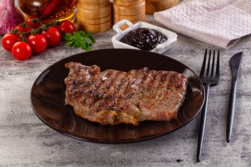 Grilled rib eye beef steak