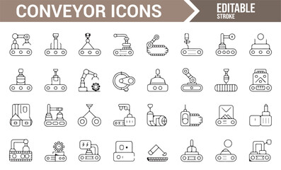 Robotic Arms and Conveyor Systems Icon Collection