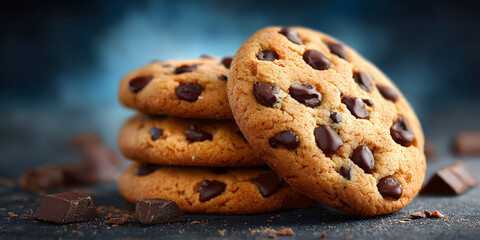 Yummy freshly baked chocolate chip cookies on a National Cookie Day poster, National Cookie Day, chocolate chip, cookies