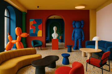 Couch, chairs, and table in room