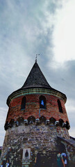 Tourists inside the tower. View of the castle in Kamianets-Podilskyi. Ukraine. Europe