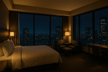 City view from hotel room window.