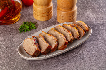 Sliced roasted duck breast fillet