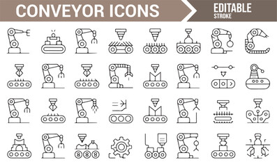 Conveyor Belts and Automation Icons for Industry