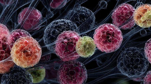 Cellular Structures and Lipid Complexes Illuminated for Advanced Skincare Research Visualization