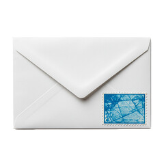 envelope with postage stamp isolated on white background