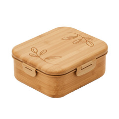 wooden lunch box isolated on white background