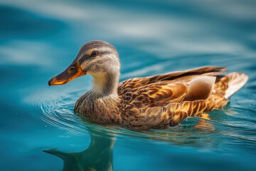 A duck swimming in the water