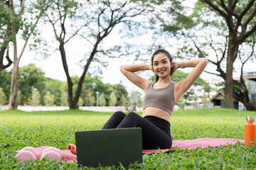 Yoga and relaxation in park, promoting mental well-being.