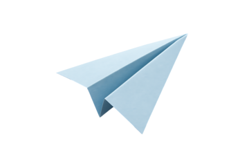 Blue paper airplane isolated on transparent background