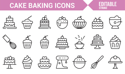 Cake, Cupcake, and Baking Tool Symbols Set