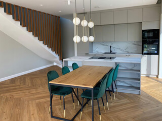 modern luxury dining room interior, 3d render