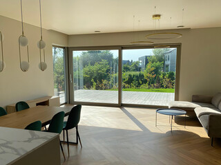 modern luxury dining room interior, 3d render