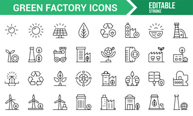 Collection of Green Energy and Factory Icons