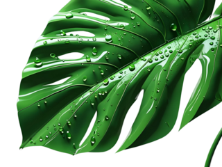 realistic green tropical leaf water.