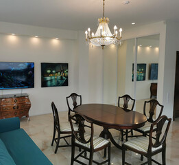 modern luxury dining room interior, 3d render