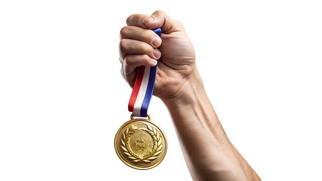 hand risign a golld medal for wining  players 