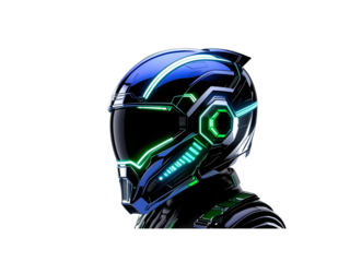 futuristic sci-fi helmet led lights.