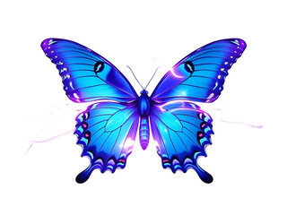 glowing neon blue butterfly light.