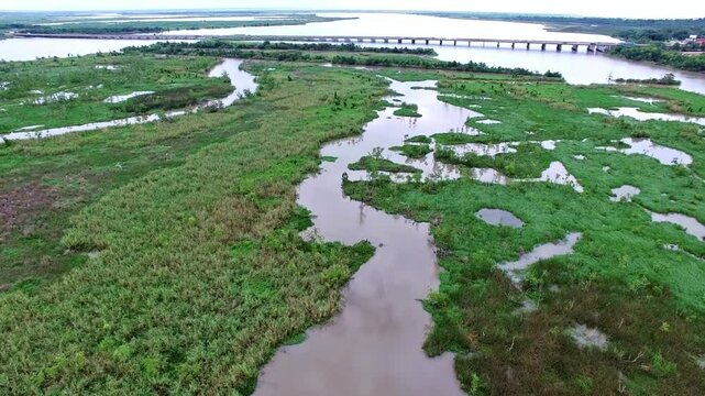 Aerial View of Riverine Wetland Ecosystem Restoration Project