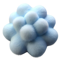 3d Fluffy render of a abstract soft toy wool shape on a transparent background 