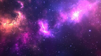 Obraz premium Cosmic Nebula with Bright Stars and Colorful Gas Clouds in Space