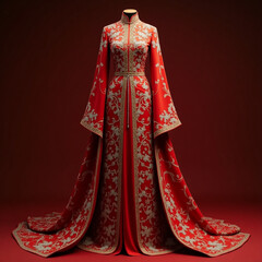 noblewoman costume, vintage ball gown, red and gold dress,