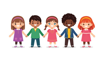 Group of Children Holding Hands Depicting Friendship and Unity in Society