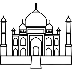 Taj Mahal line art vector