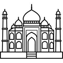 Taj Mahal line art vector