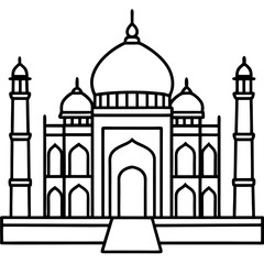 Taj Mahal line art vector