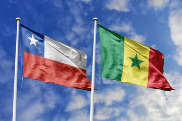 The Flags of Chile and Senegal Waving Together, Symbolizing Diplomatic Relations and Cultural Exchange Across Continents.