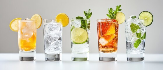 Chilled summer drinks with ice & fruit