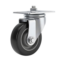 Industrial caster wheel swivel plate mount heavy duty replacement rolling black polyurethane wheel hundredmm on transparent background