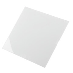 A perfectly transparent, empty, clear plastic sheet protector, rectangular with crisp sharp edges, lying flat, isolated against a transparent background with no shadows, professional product