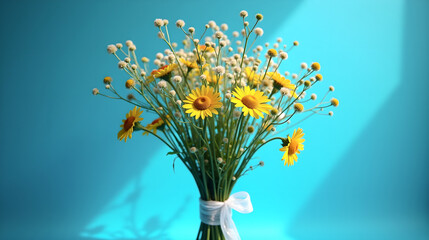 Wildflowers and Sunflowers against Blue
