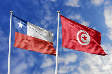 The Flags of Chile and Tunisia Waving Together, Symbolizing Diplomatic Relations and Global Connections.