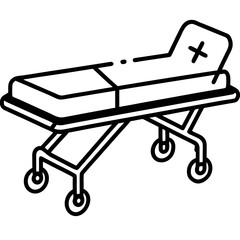 Black Line Art Medical Stretcher Bed on Wheels hospital bed