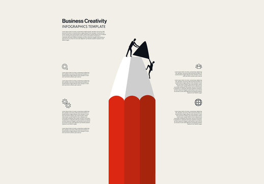 Business Creativity Infographic Template with Minimal Illustration of a Pencil