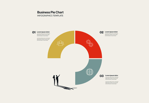 Business Pie Chart Infographic Template with Minimal Illustration