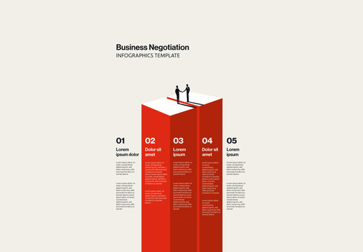 Business Negotiation Infographics Template with Minimal Illustration of a Handshake