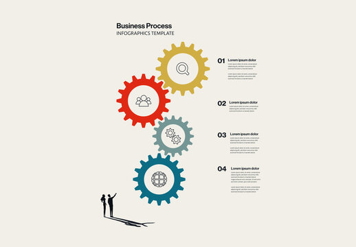 Business Process Timeline Infographic Template with Minimal Illustration