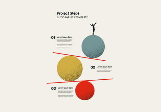Business Project Steps Infographic Template with Minimal Illustration