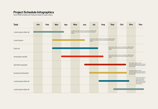 Project Schedule Infographic Template with Colorful Bars