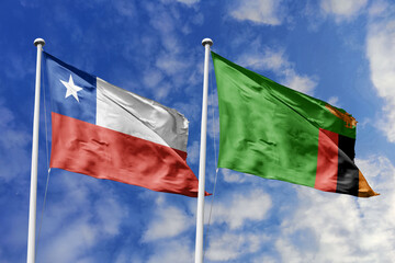 The Flags of Chile and Zambia Fly Together, Representing Cross-Continental Relations and Global Diversity.