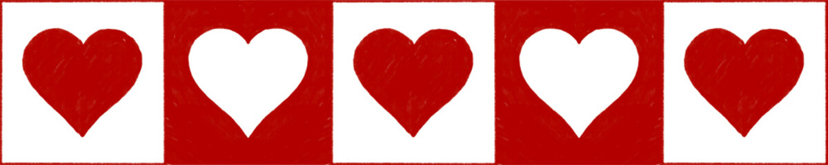 seamless pattern with hearts pop love vintage Hand drawn illustration on transparent background