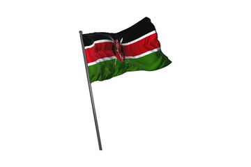 A realistic waving kenyan flag against a black backdrop representing independence and patriotism