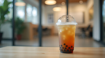 Bubble Tea on Office Desk
