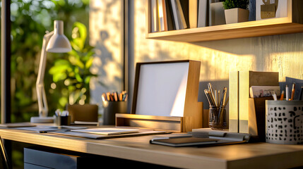 Naklejka premium Desk Organizer with Blank Label