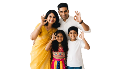 Family Making Okay Sign Together Smiling for a Picture Transparent Background